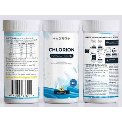 rapid dissolving chlorine tablets for 25-liter water sources