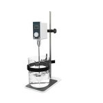 Overhead stirrer OS-50Pro / OS-100Pro on its stand, stirring a beaker