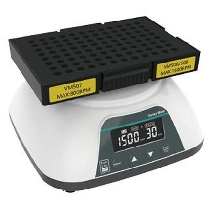 VM-500S vortex mixer with multi-tube module fitted